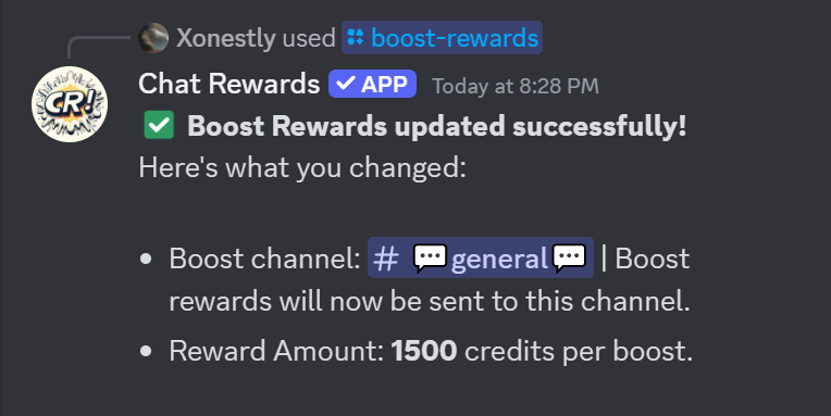 Boost Rewards Command