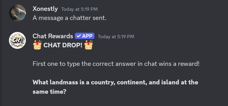 Chat Drops Feature Example