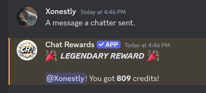 Chat Rewards reward animation