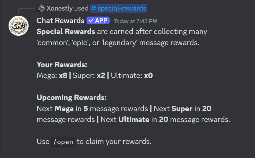 Special Rewards Command